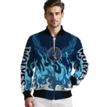 personalized minnesota timberwolves winged blaze midnight blue white bomber jacket best selling