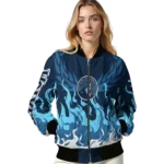 personalized minnesota timberwolves winged blaze midnight blue white bomber jacket best selling