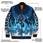 personalized minnesota timberwolves winged blaze midnight blue white bomber jacket best selling