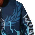 personalized minnesota timberwolves winged blaze midnight blue white bomber jacket best selling