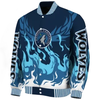 personalized minnesota timberwolves winged blaze midnight blue white varsity jacket best selling.webp