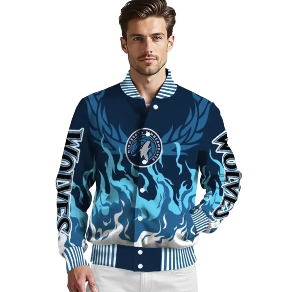 personalized minnesota timberwolves winged blaze midnight blue white varsity jacket high quality.webp
