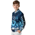 personalized minnesota timberwolves winged blaze midnight blue white varsity jacket best selling.webp