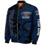 personalized new orleans pelicans hexagon cluster navy black bomber jacket best selling