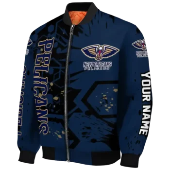 personalized new orleans pelicans hexagon cluster navy black bomber jacket best selling