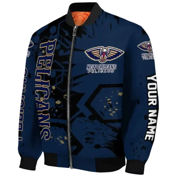 personalized new orleans pelicans hexagon cluster navy black bomber jacket best selling