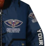 personalized new orleans pelicans hexagon cluster navy black bomber jacket best selling