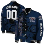 personalized new orleans pelicans hexagon cluster navy black varsity jacket best selling.webp
