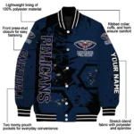 personalized new orleans pelicans hexagon cluster navy black varsity jacket best selling.webp