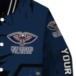 personalized new orleans pelicans hexagon cluster navy black varsity jacket best selling.webp