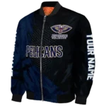 personalized new orleans pelicans hexagon mesh navy black bomber jacket best selling