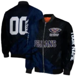 personalized new orleans pelicans hexagon mesh navy black bomber jacket best selling
