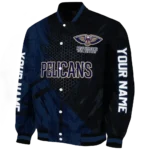 personalized new orleans pelicans hexagon mesh navy black varsity jacket best selling.webp