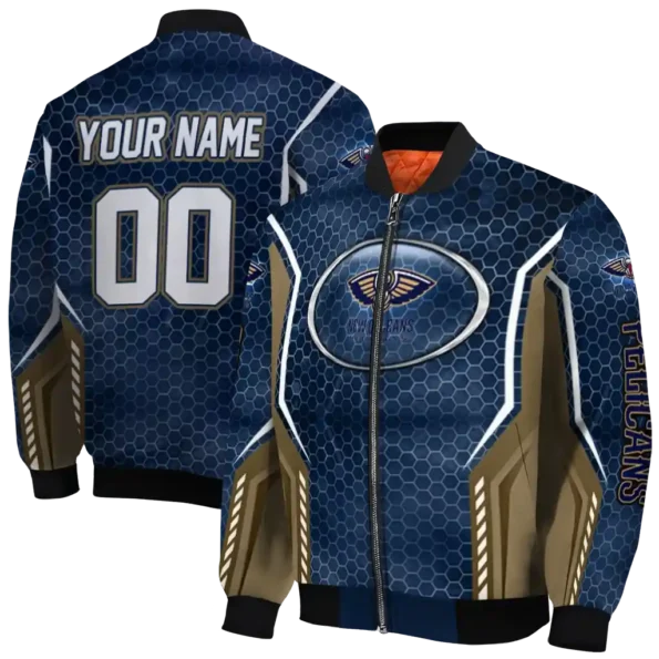 personalized new orleans pelicans power plate navy bomber jacket fashion forward