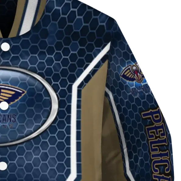 personalized new orleans pelicans power plate navy varsity jacket premium grade.webp