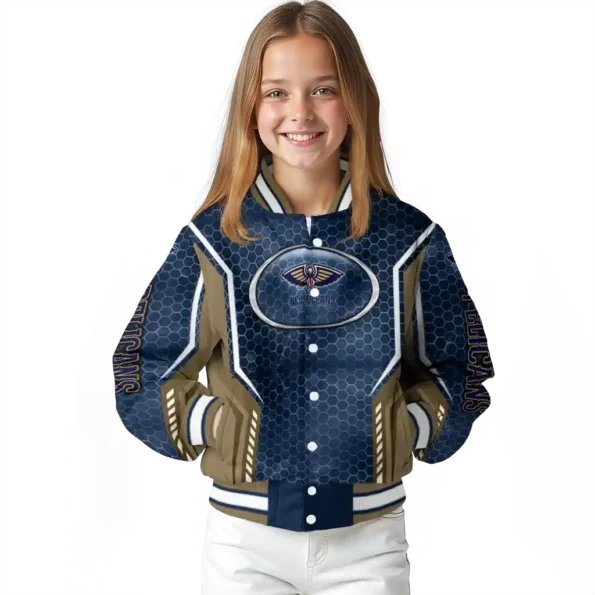 personalized new orleans pelicans power plate navy varsity jacket top rated.webp