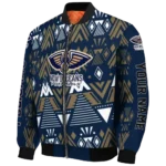 personalized new orleans pelicans pyramid shapes navy bomber jacket best selling