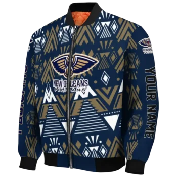 personalized new orleans pelicans pyramid shapes navy bomber jacket best selling