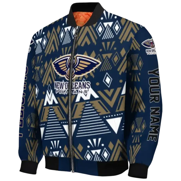 personalized new orleans pelicans pyramid shapes navy bomber jacket best selling