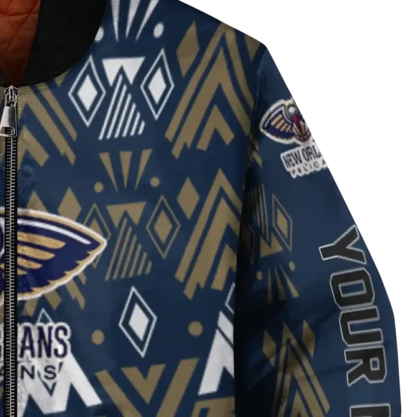 personalized new orleans pelicans pyramid shapes navy bomber jacket premium grade