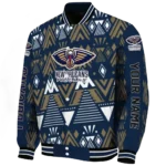 personalized new orleans pelicans pyramid shapes navy varsity jacket best selling.webp