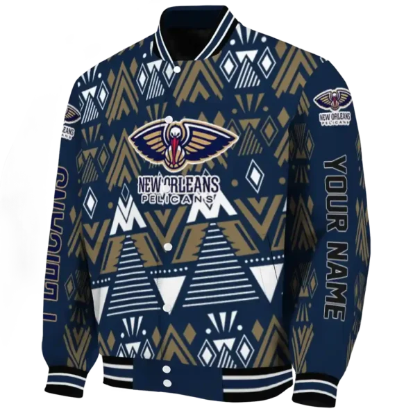 personalized new orleans pelicans pyramid shapes navy varsity jacket best selling.webp