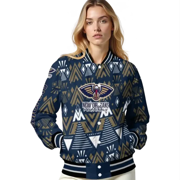 personalized new orleans pelicans pyramid shapes navy varsity jacket latest model.webp