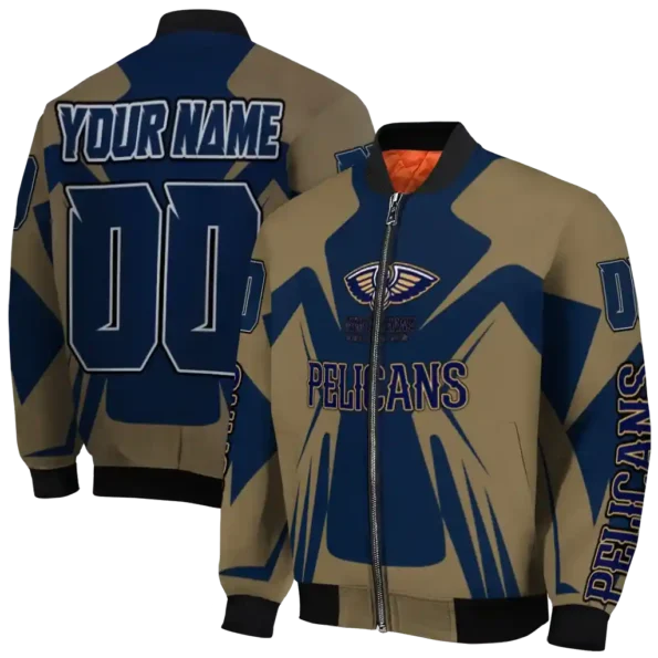 personalized new orleans pelicans spider mark navy bomber jacket fashion forward