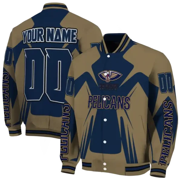personalized new orleans pelicans spider mark navy varsity jacket fashion forward.webp
