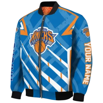 personalized new york knicks chevron angles blue bomber jacket best selling