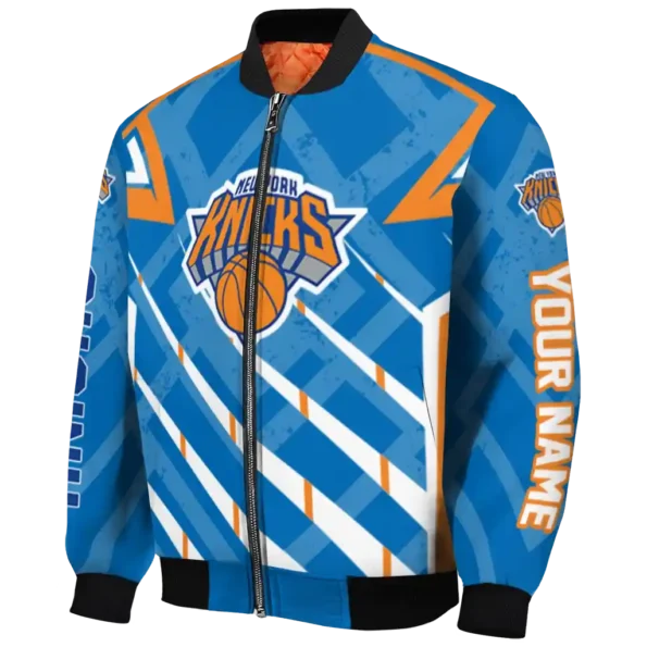 personalized new york knicks chevron angles blue bomber jacket best selling
