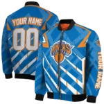 personalized new york knicks chevron angles blue bomber jacket best selling