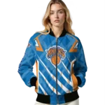 personalized new york knicks chevron angles blue bomber jacket best selling