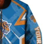 personalized new york knicks chevron angles blue bomber jacket best selling