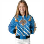 personalized new york knicks chevron angles blue bomber jacket best selling