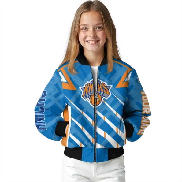 personalized new york knicks chevron angles blue bomber jacket top rated