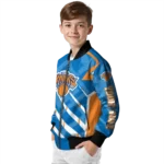 personalized new york knicks chevron angles blue bomber jacket best selling