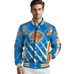 personalized new york knicks chevron angles blue varsity jacket best selling.webp
