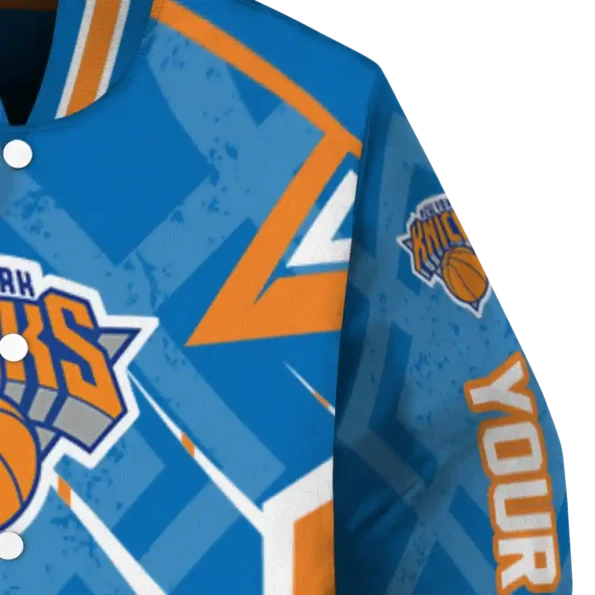 personalized new york knicks chevron angles blue varsity jacket premium grade.webp