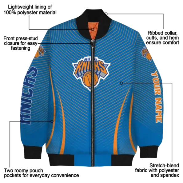 personalized new york knicks chevron arrow blue bomber jacket new arrival