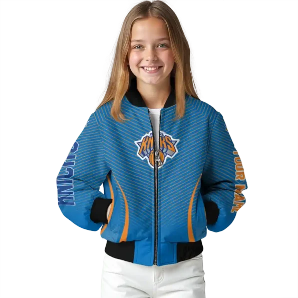 personalized new york knicks chevron arrow blue bomber jacket top rated