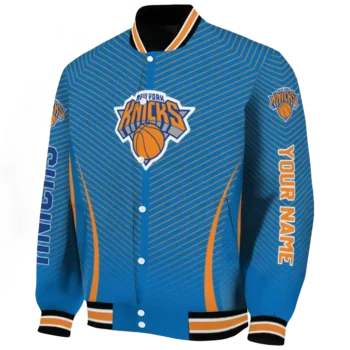 personalized new york knicks chevron arrow blue varsity jacket best selling.webp