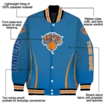 personalized new york knicks chevron arrow blue varsity jacket best selling.webp