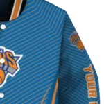 personalized new york knicks chevron arrow blue varsity jacket best selling.webp