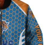 personalized new york knicks hexagon grid blue bomber jacket best selling
