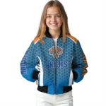 personalized new york knicks hexagon grid blue bomber jacket best selling