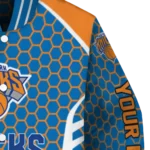 personalized new york knicks hexagon grid blue varsity jacket best selling.webp