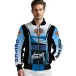 personalized new york knicks mesh effect blue black bomber jacket best selling
