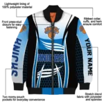 personalized new york knicks mesh effect blue black bomber jacket best selling