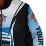 personalized new york knicks mesh effect blue black bomber jacket best selling